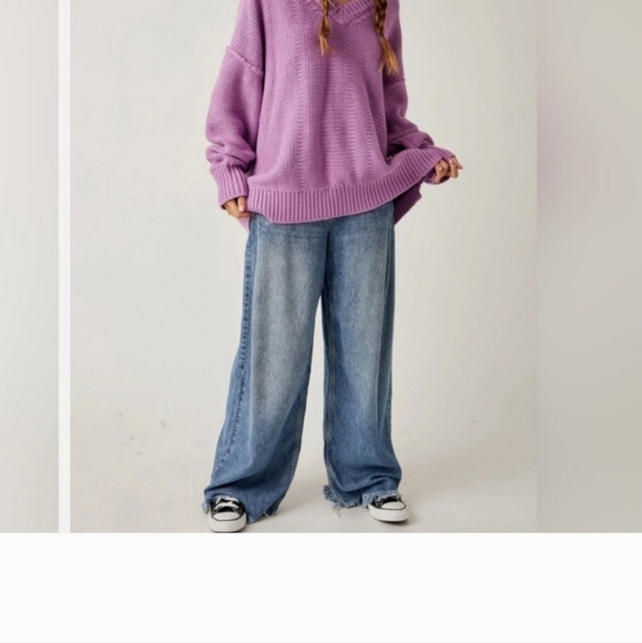 NWT Free People Alli V Neck Sweater - Iris Orchid - Picture 6 of 10